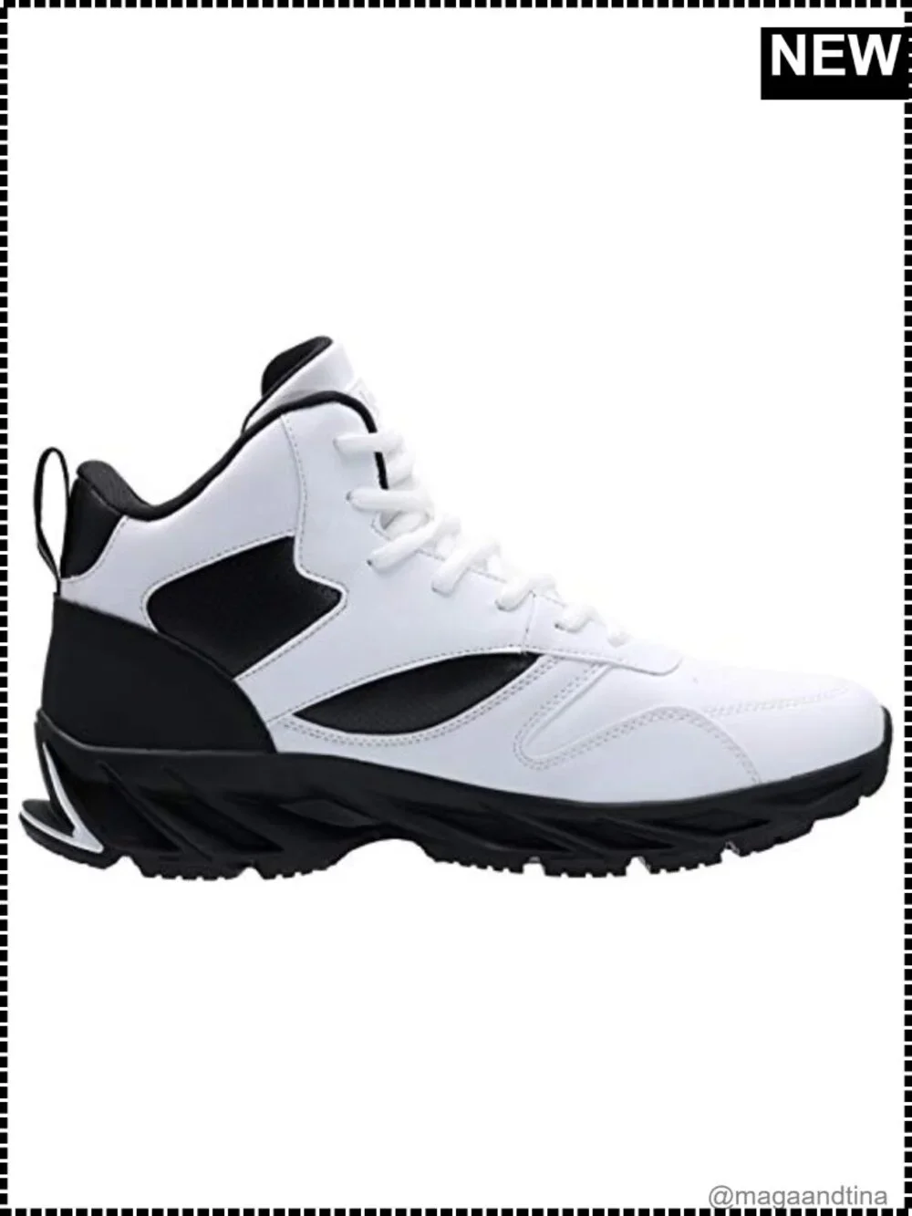 Men's High Top Synthetic Leather Sneakers Cushioned Lace-Up Athletic Shoes